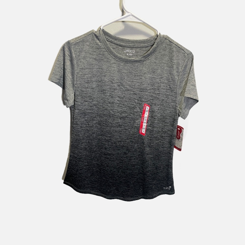 BCG Womens Training Tee Short Sleeve Ombre Grey Black Space Dye XS NWT